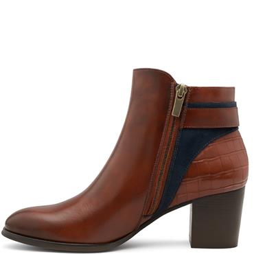 SUSST WOMENS ZIP ANKLE BOOT - BROWN NAVY